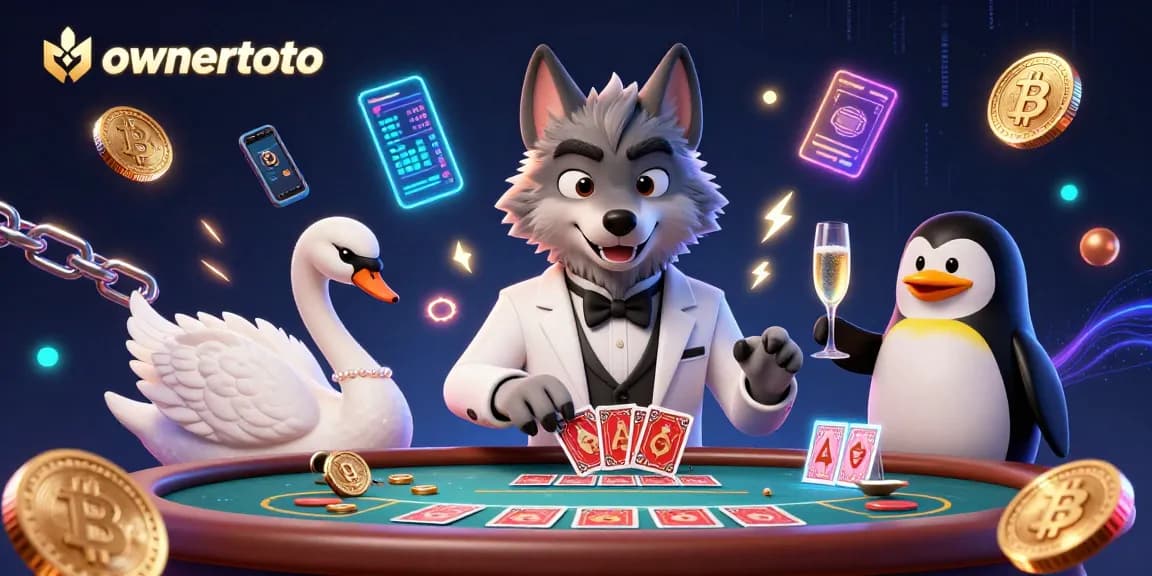 ownertoto menghadirkan ilustrasi kasino digital 3D dengan karakter unik dan elemen kripto