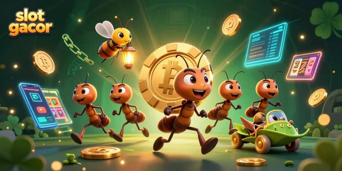 Gali slot gacor sambil membawa chip poker emas raksasa dalam petualangan seru.