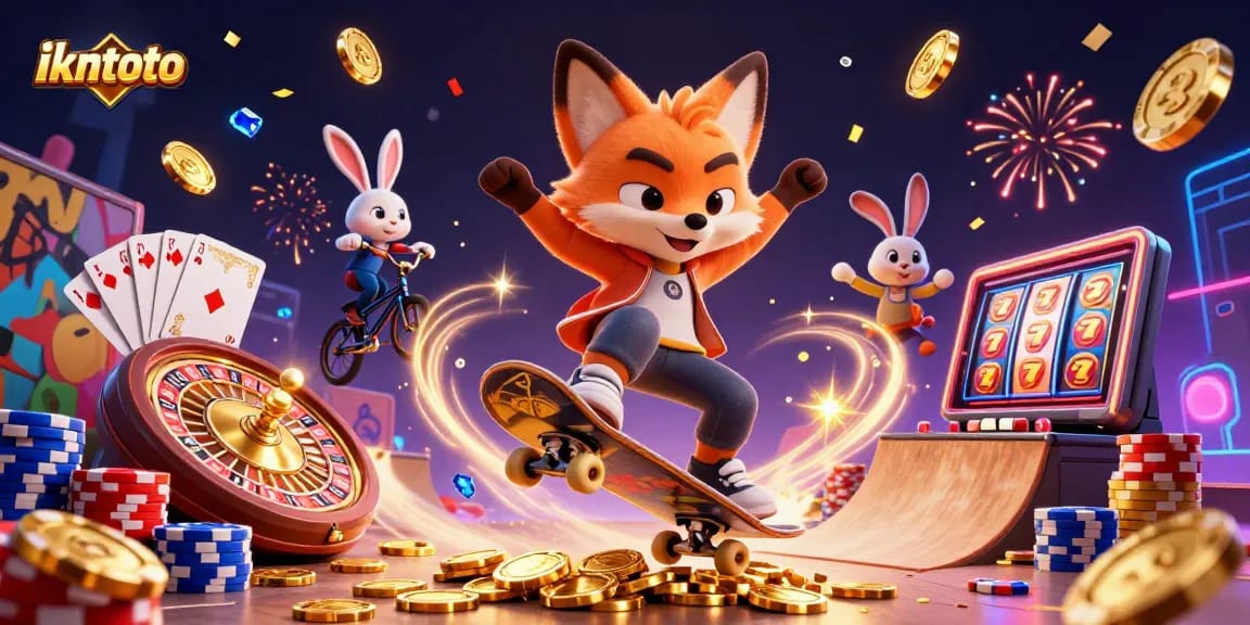 Experience thrilling gameplay adventures with ikntoto in a vibrant 3D casino illustration.