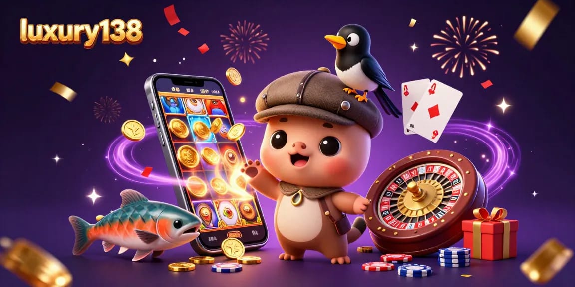 Play thrilling games at luxury138 with cute cartoon characters and vibrant slots action.