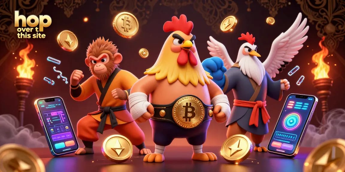Engage in action with the fierce rooster, monkey, and crane in this vibrant crypto casino art, hop over to this site.