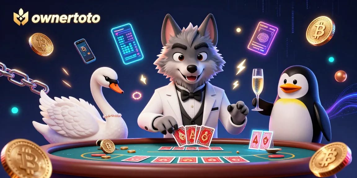 ownertoto menghadirkan ilustrasi kasino digital 3D dengan karakter unik dan elemen kripto
