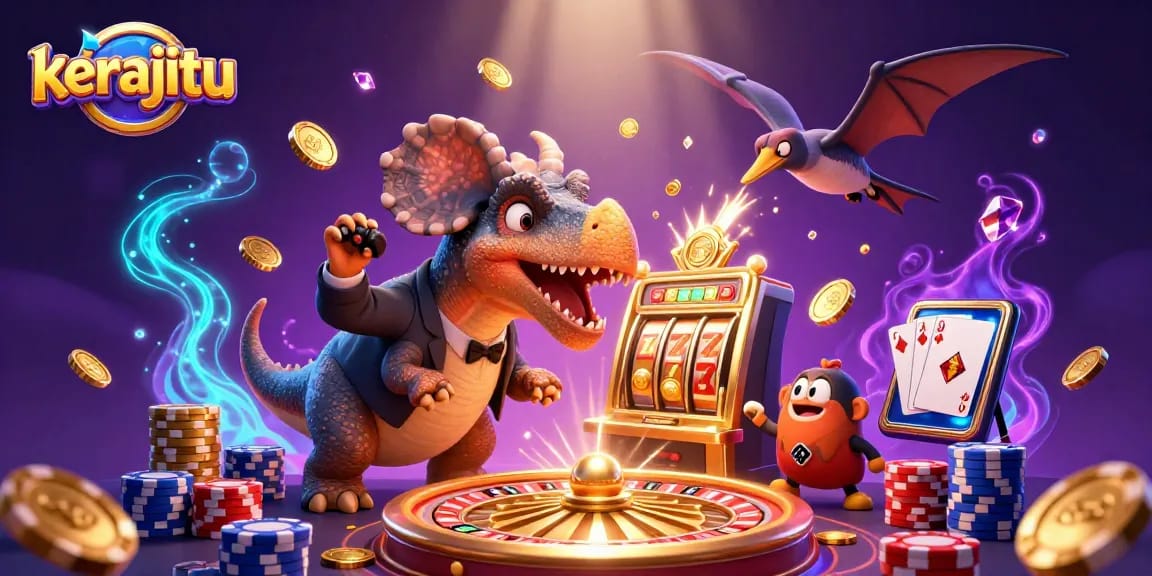 Experience kerajitu's jackpot excitement as a pachycephalosaurus wins coins at a thrilling casino.