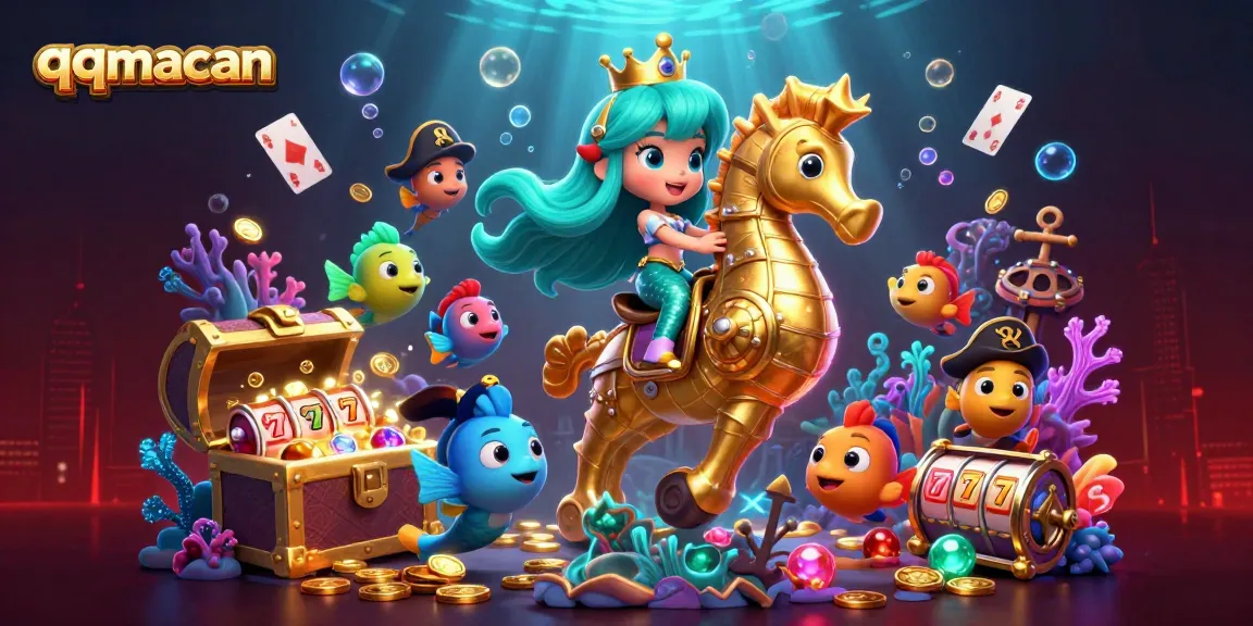 Engage with qqmacan's vibrant 3D casino adventure featuring a mermaid princess and treasure.