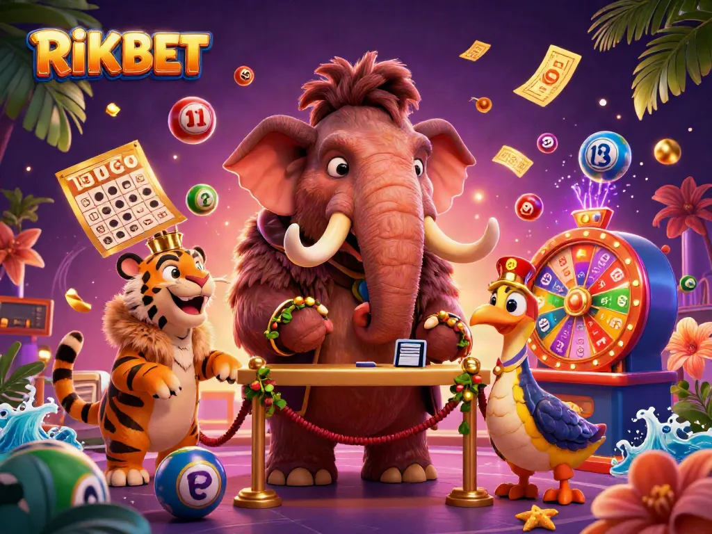 Experience the thrill of RIKBET casino with vibrant characters and dynamic game elements in a captivating scene.