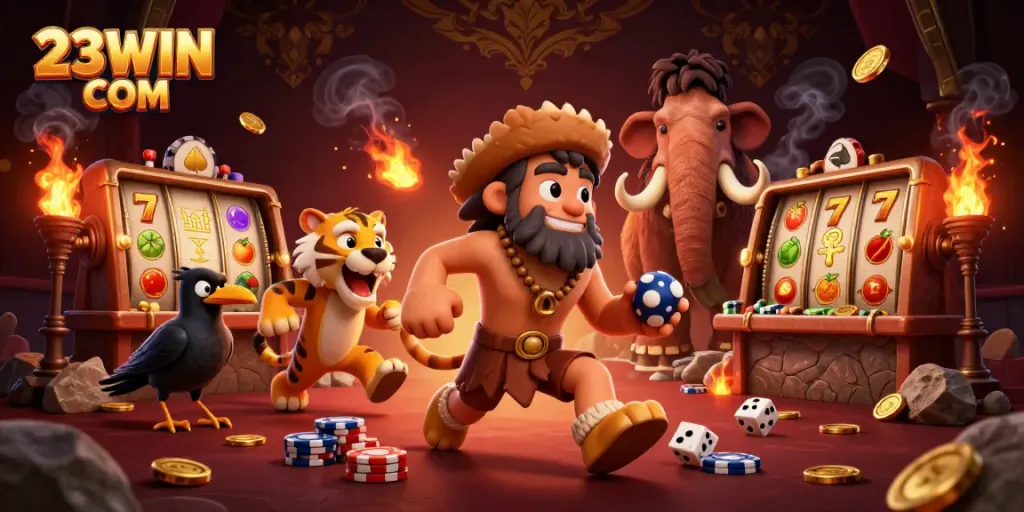 Engage with thrilling casino fun at 23WIN COM featuring vibrant characters and slot games.
