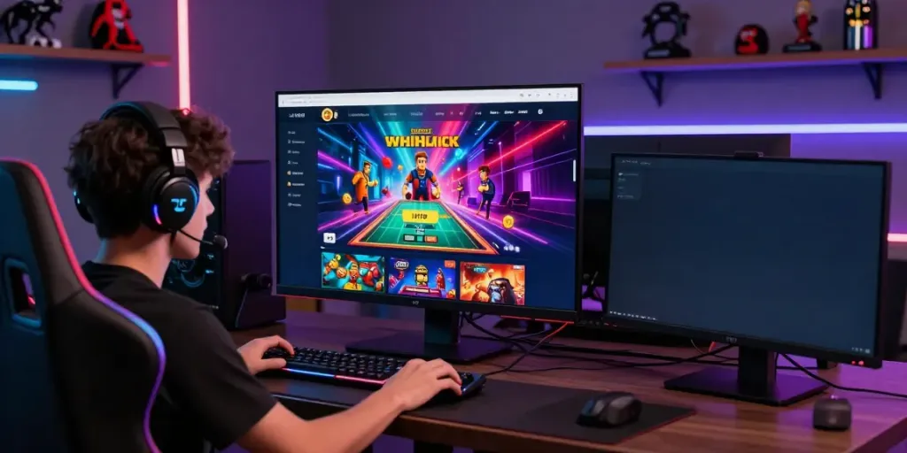 Engaging scene of a gamer logging into h19 đăng nhập on a vibrant gaming screen.