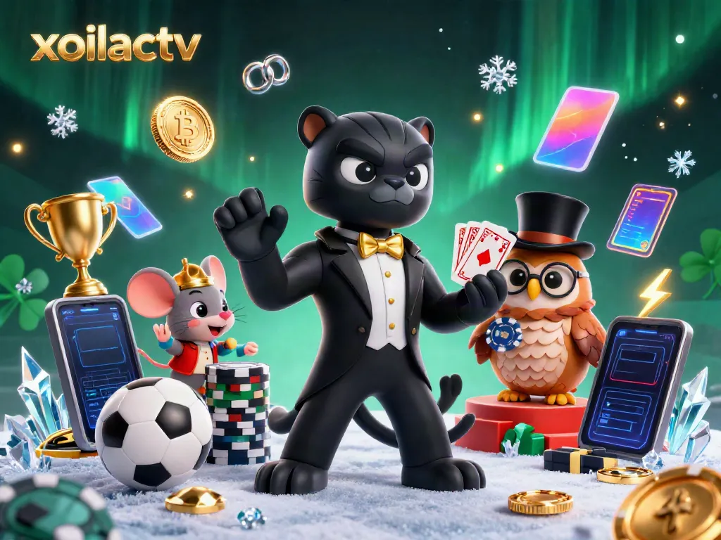 Xoilactv showcases an energetic scene with a stylish panther, owl, and lucky mouse engaged in betting activities.