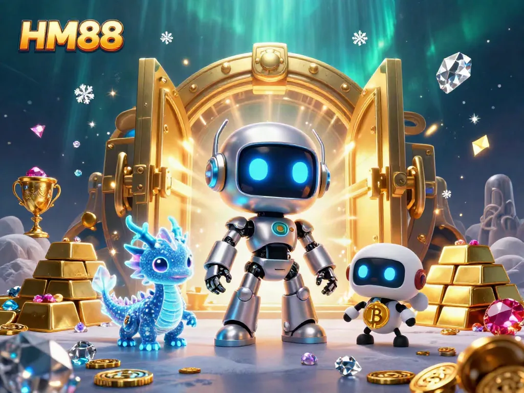Experience the excitement of HM88 with vibrant casino elements, showcasing treasures and digital thrills.