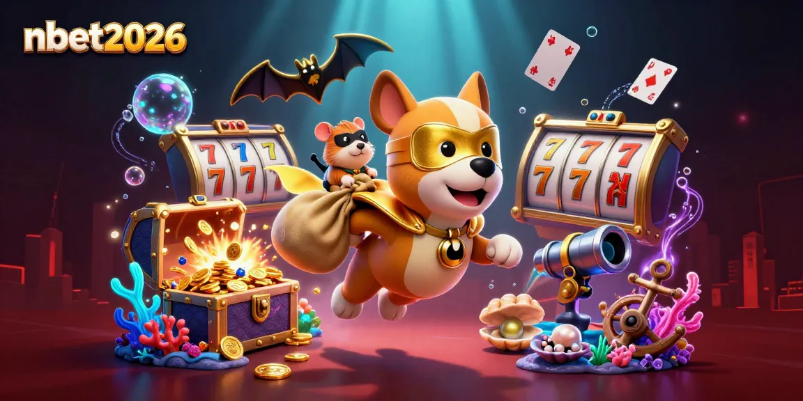 Engage with nbet2026's world of slots and jackpots through this vibrant 3D scene.
