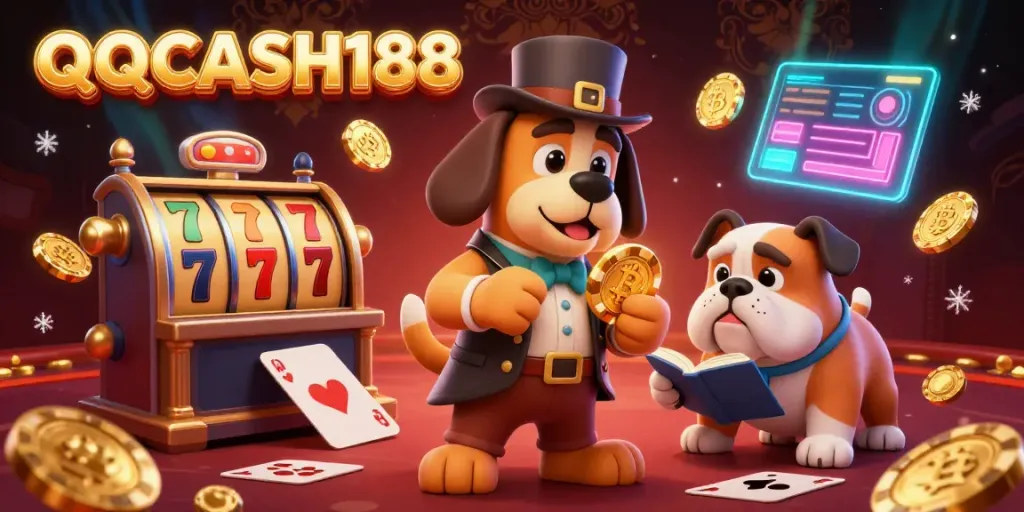 Engage with QQCASH188's thrilling detective-themed casino experience featuring colorful gaming elements.