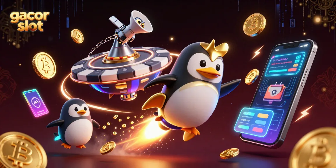 Engage with gacor slot for thrilling gameplay as a golden penguin rockets through space!