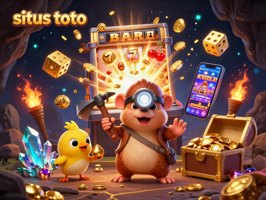 Gali emas di situs toto dengan karakter populer dan mesin slot sekelilingnya.