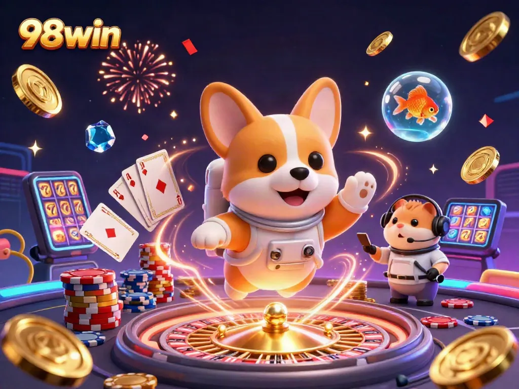 Win big with 98win in a futuristic casino galaxy filled with fun characters.