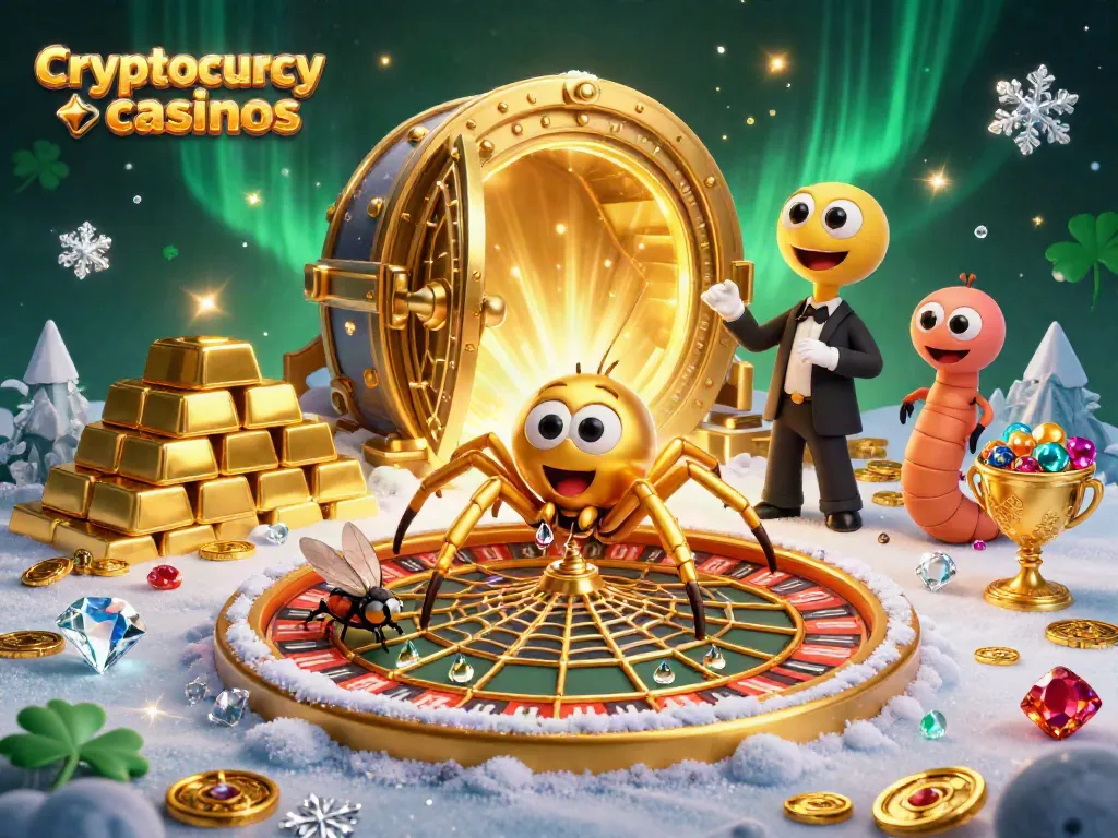 Engage in thrilling cryptocurrency casinos with a spider creating a roulette wheel and dynamic chip-action!