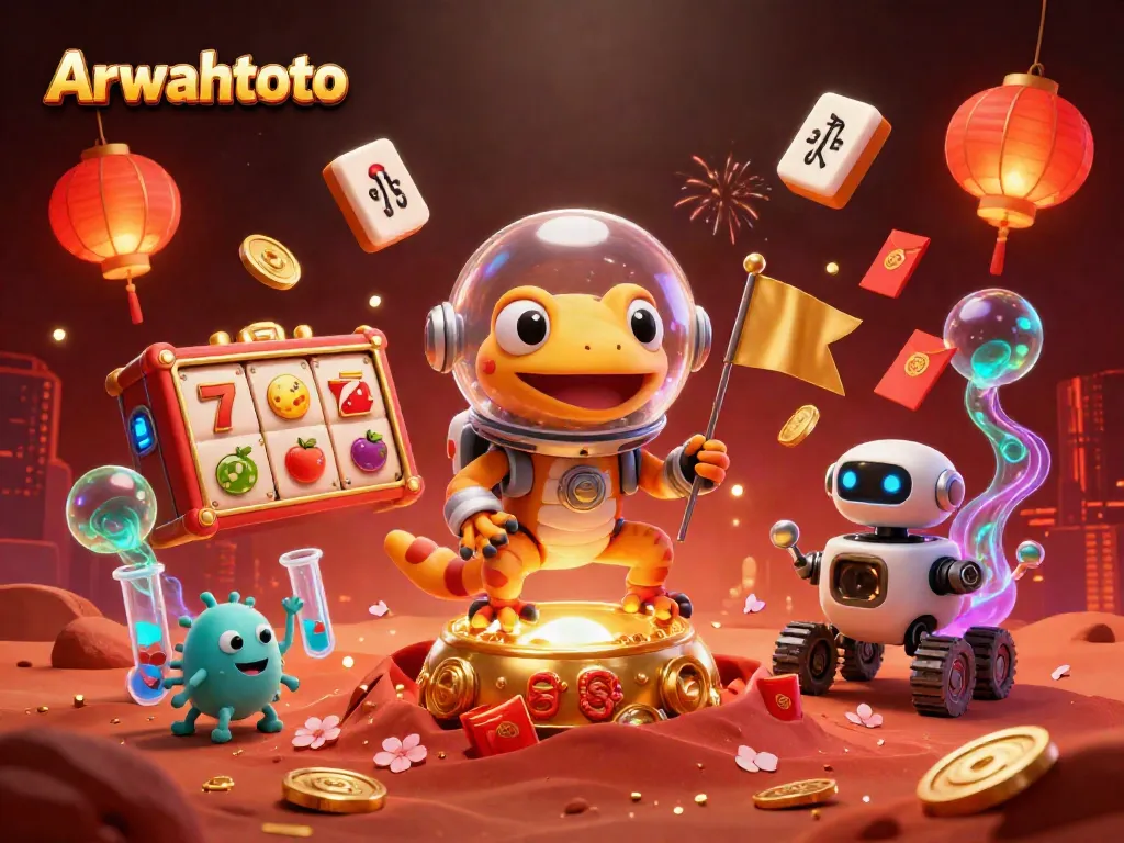 Arwahtoto menghadirkan kasino emas di Mars dengan karakter lucu dan atmosfer penuh warna.