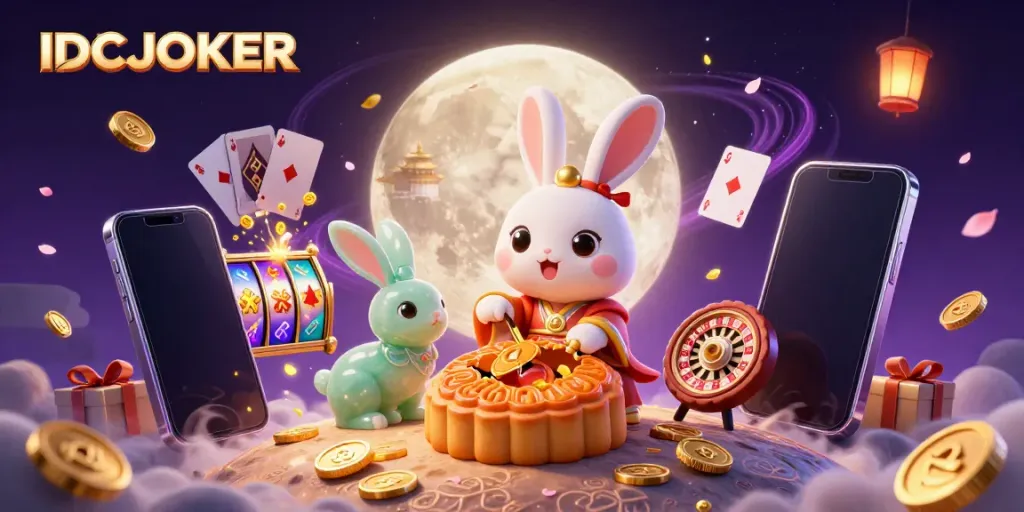Participate in thrilling games at IDCJOKER with the moon rabbit bountifully revealing poker chips.