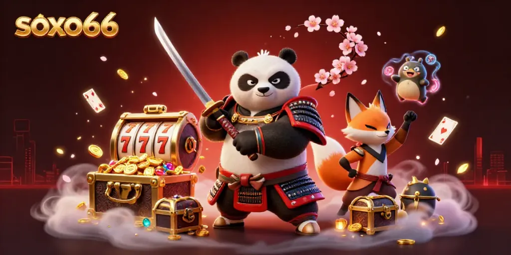 Engage with soxo66: a vibrant scene with dynamic characters and casino elements.