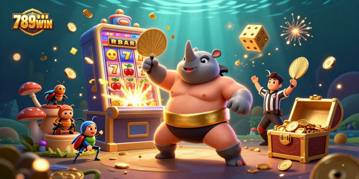 Experience the excitement at 789WIN with a thrilling jackpot scene packed with golden treasures and lively characters.