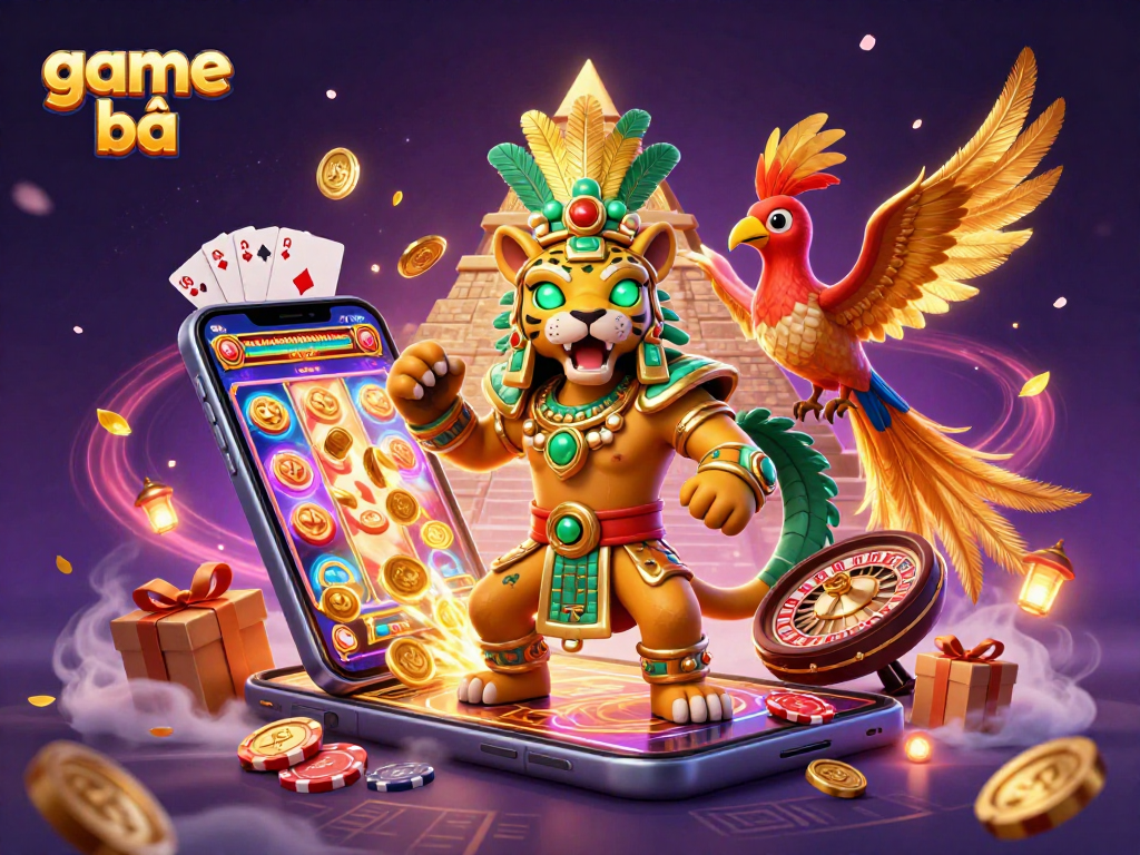 Engage in thrilling game bài experiences with vibrant 3D illustrations showcasing online casino elements.