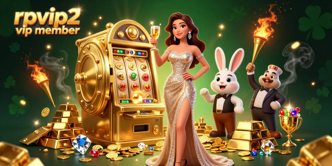 Engage in exciting wins as an rpvip2 vip member, toasting with a golden glass beside a jackpot.
