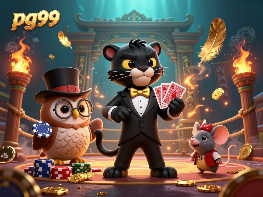 Engage with pg99 while stylish characters delight in a vibrant casino scene filled with action.