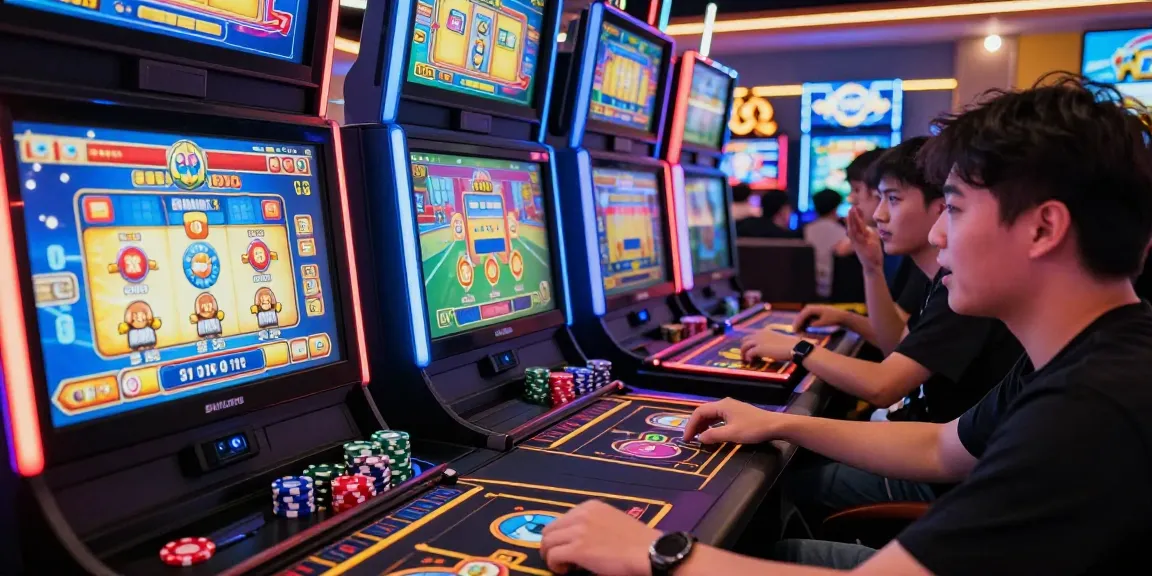 Pengalaman bermain slot online yume toto dengan pemain bersemangat dan mesin slot yang berwarna-warni.