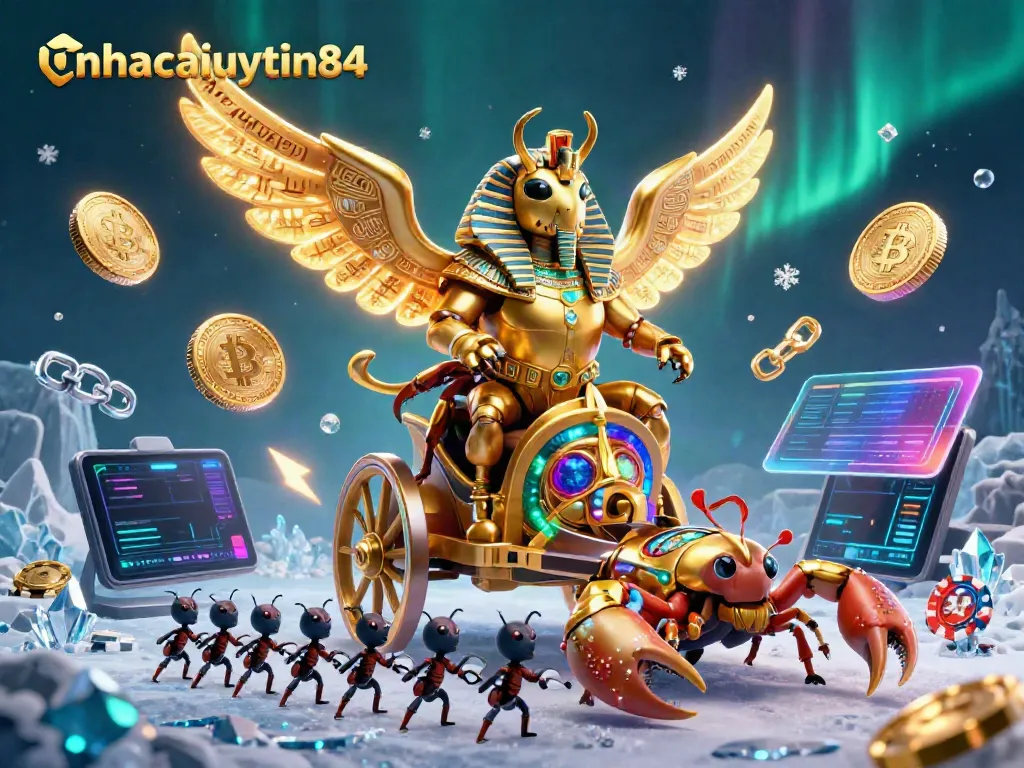 Engage in thrilling gameplay with nhacaiuytin84's captivating gambling experience, highlighted by vibrant characters and crypto elements.