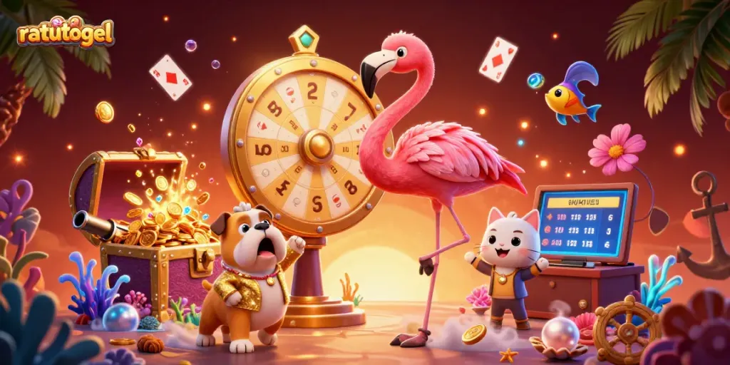 Experience thrilling gameplay with ratutogel at a vibrant casino prize wheel.