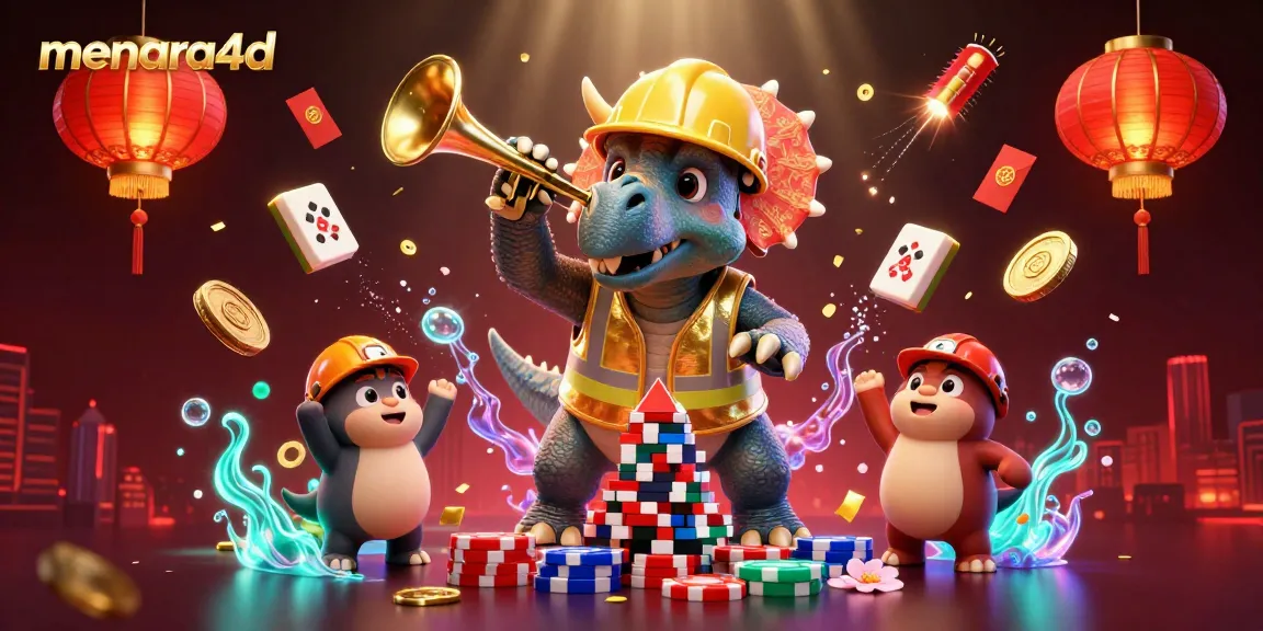 Menara4d memberikan momen kemenangan saat triceratops membangun tumpukan chip poker.