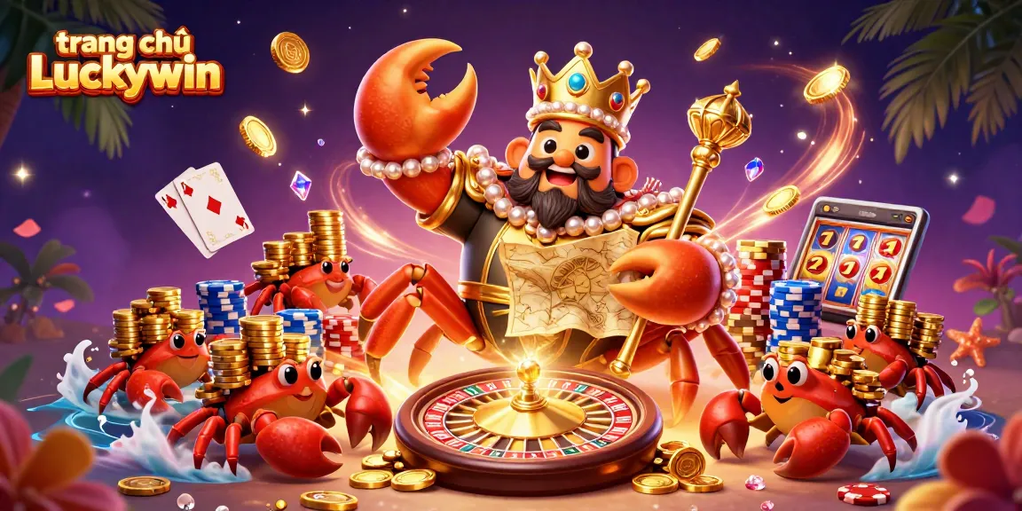 Experience the excitement of trang chủ Luckywin casino with a vibrant crab emperor and golden treasures.