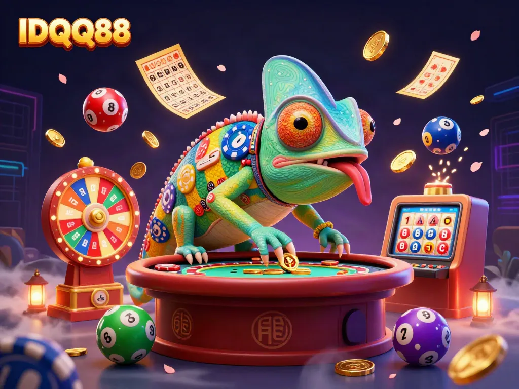 Experience thrilling gameplay at IDQQ88 with casino elements and vibrant graphics highlighting key features.
