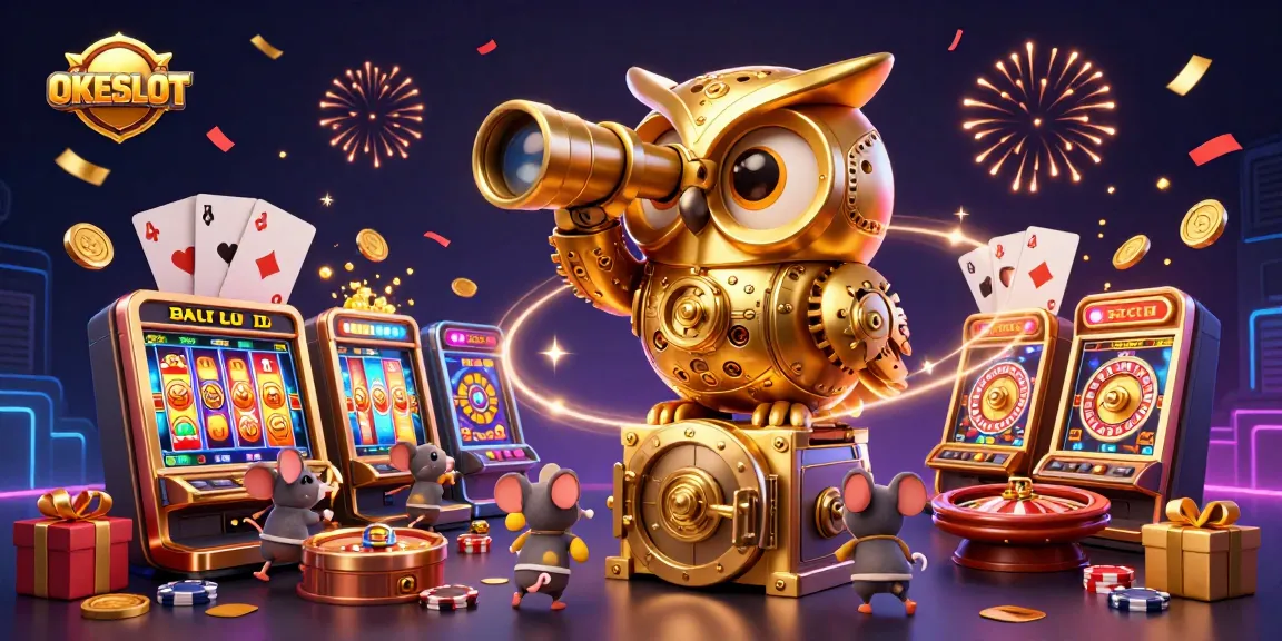Jelajahi petualangan slot seru di OKESLOT dengan ilustrasi kasino yang menarik dan menyenangkan!