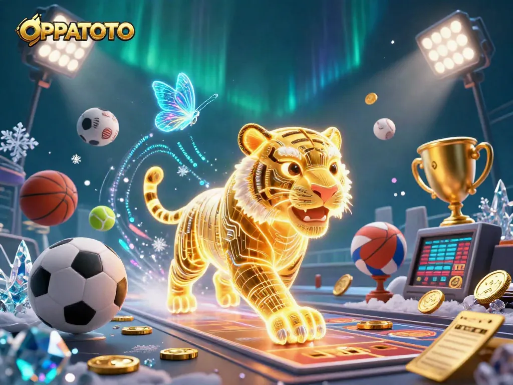 Experience thrilling gaming with OPPATOTO in an ultra-detailed casino landscape illustration.