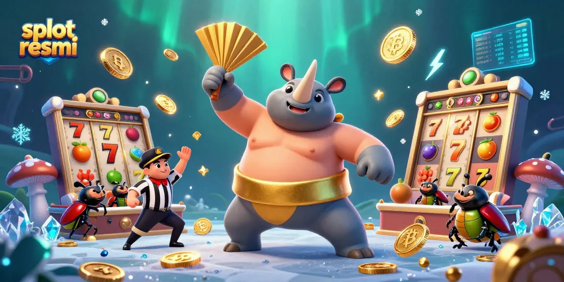 Slot resmi dengan karakter seru di dunia kasino, menyebar koin emas dan simbol jackpot.
