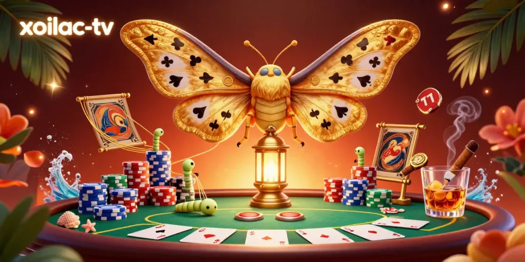 Experience thrilling moments on xoilac-tv with 3D characters amidst vibrant casino scenes.