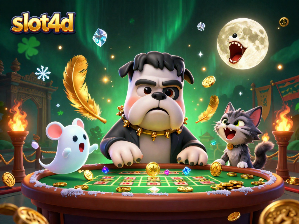 Slot4d menghadirkan pengalaman kasino interaktif dengan anjing Frankenstein dan suasana seru.