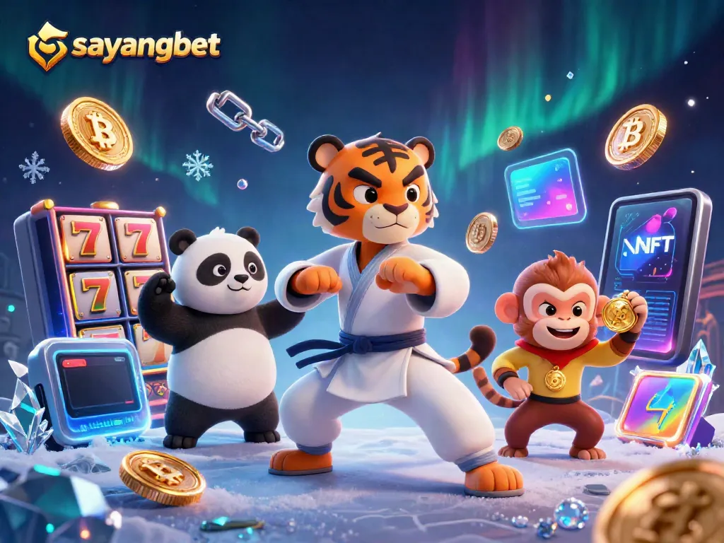 Experience the fun of gaming with sayangbet in this vibrant 3D illustration featuring cartoon animals in an exciting casino setting.