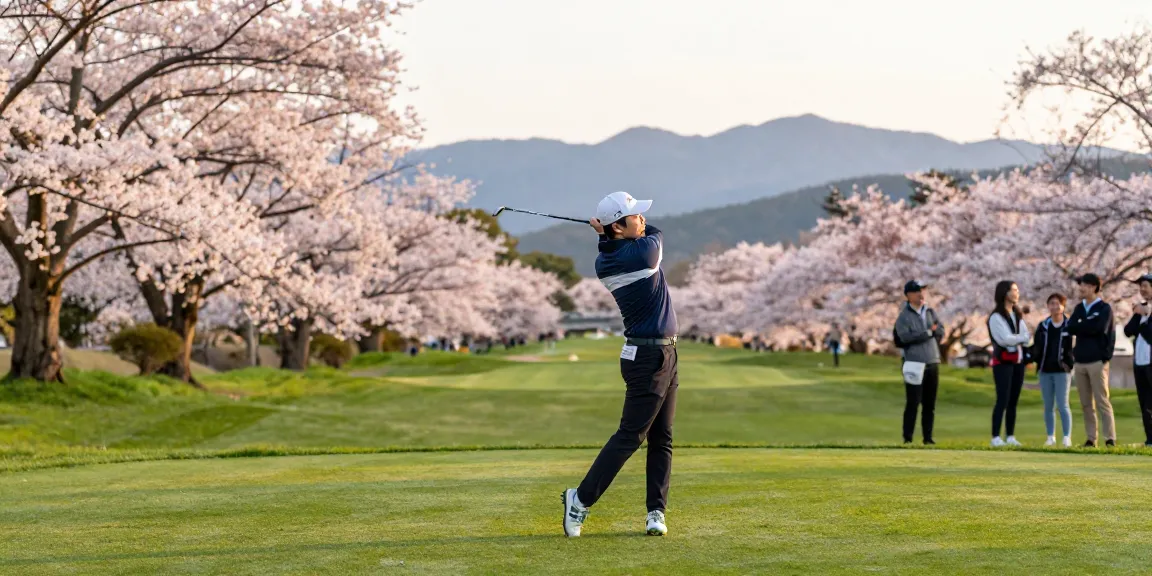 Golfing di Kato City dengan pemandangan bunga sakura yang indah dan teman-teman, bro178.