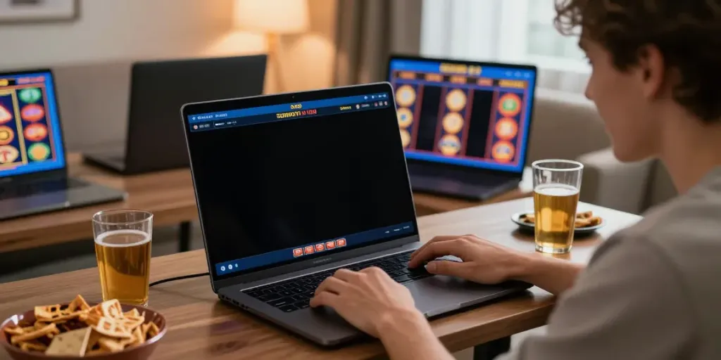 Permainan slot di betslots88 dengan pemain bersemangat di ruang keluarga