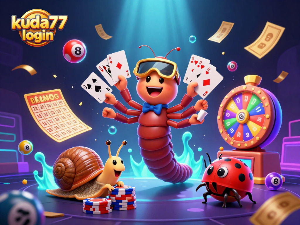 Permainan slot online "kuda77 login" yang menghadirkan dealer ceria dan suasana kasino yang bersemangat.