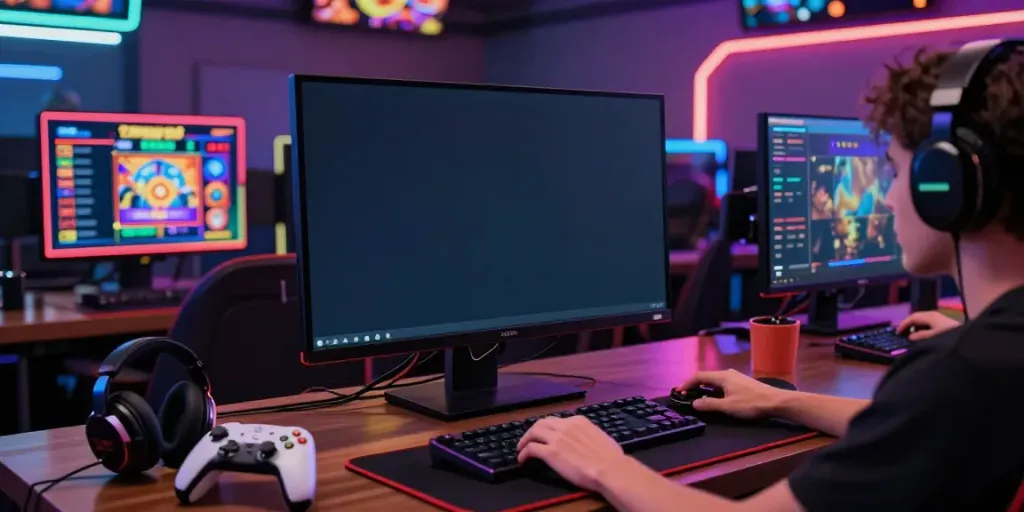 BUKUMIMPI138 permainan slot online dengan suasana mendebarkan dan aksesori gaming.