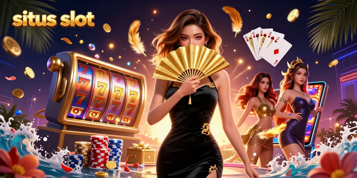 Engage with situs slot offerings as captivating Asian woman reveals her lucky charm in an enchanting scene.