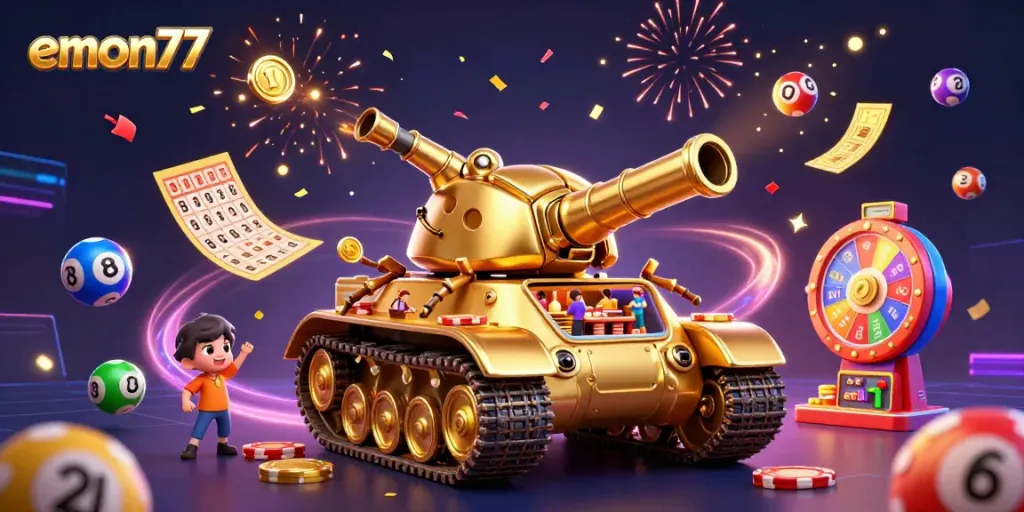 Engage in thrilling gameplay with emon77 as the dazzling beetle tank reveals a vibrant mini casino.