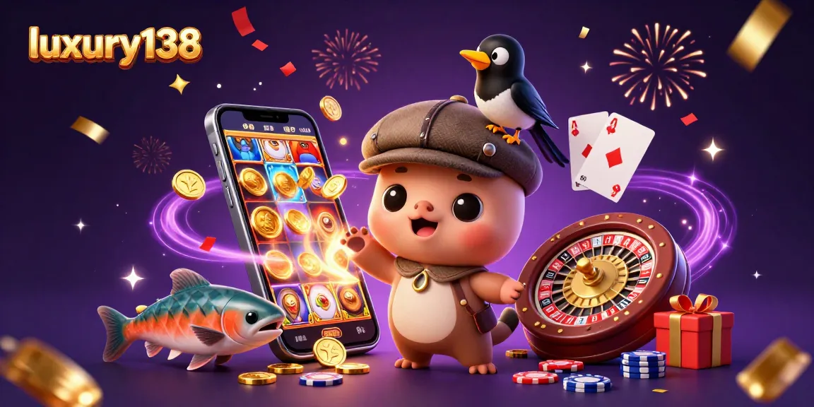 Play thrilling games at luxury138 with cute cartoon characters and vibrant slots action.