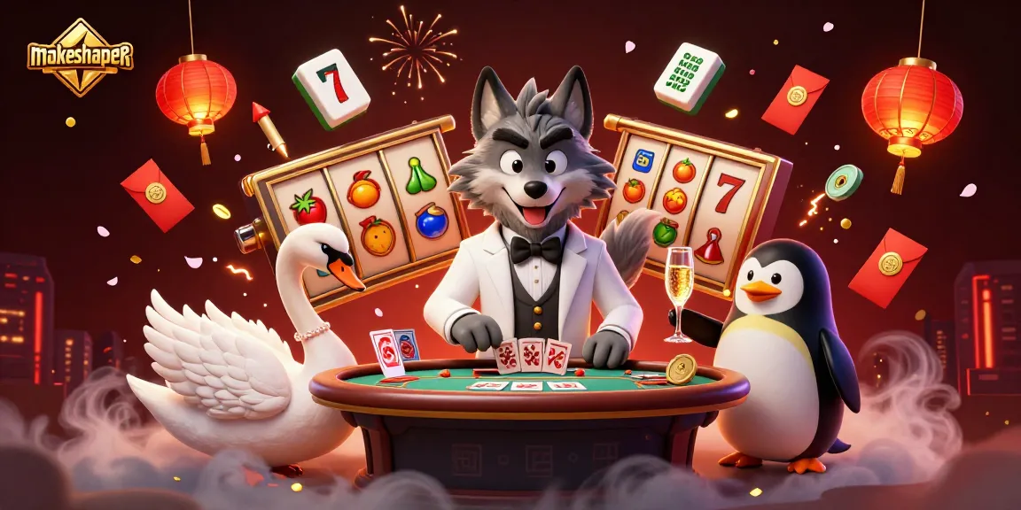 Experience makeshaper's exhilarating casino atmosphere with 3D gaming characters and vibrant gambling elements.