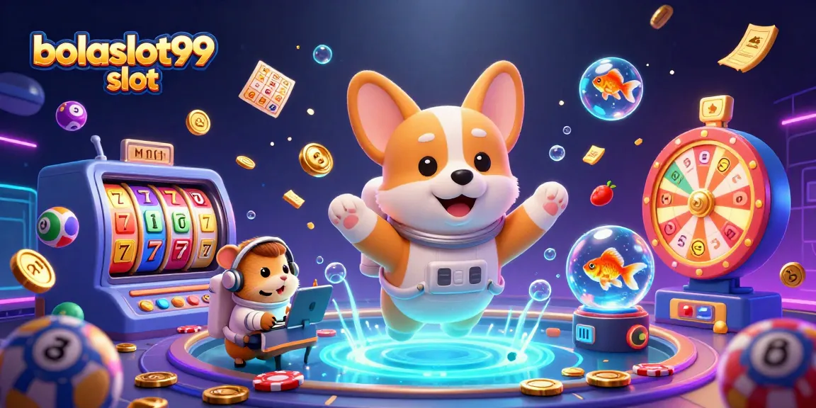 Experience the excitement of bolaslot99 slot with a corgi astronaut amidst a cosmic casino.
