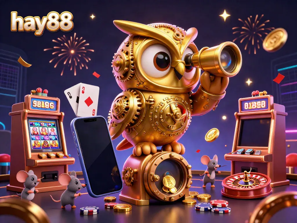 Experience the thrill of hay88 with vibrant gaming action in a beautifully illustrated casino scene.