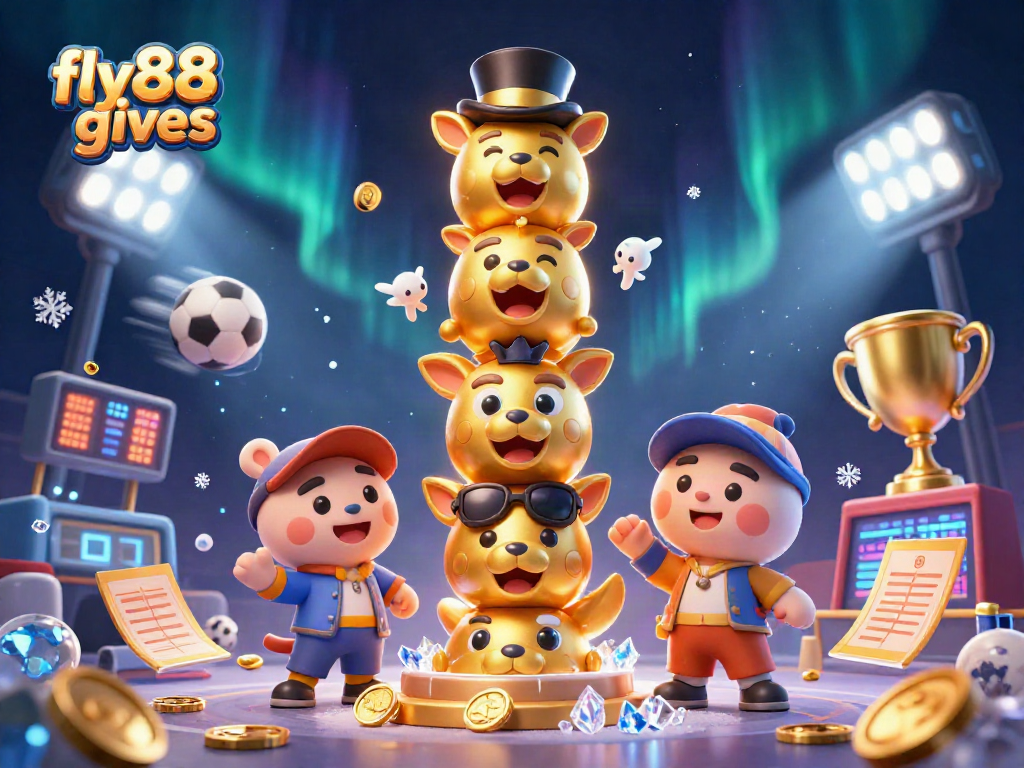 Experience thrilling sports betting with fly88 gives' dynamic 3D casino illustration featuring animated elements.