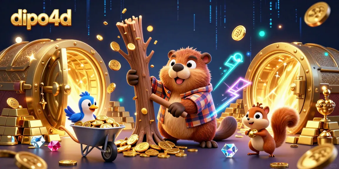 Engage with the dipo4d platform while the cartoon lumberjack beaver earns golden coins!